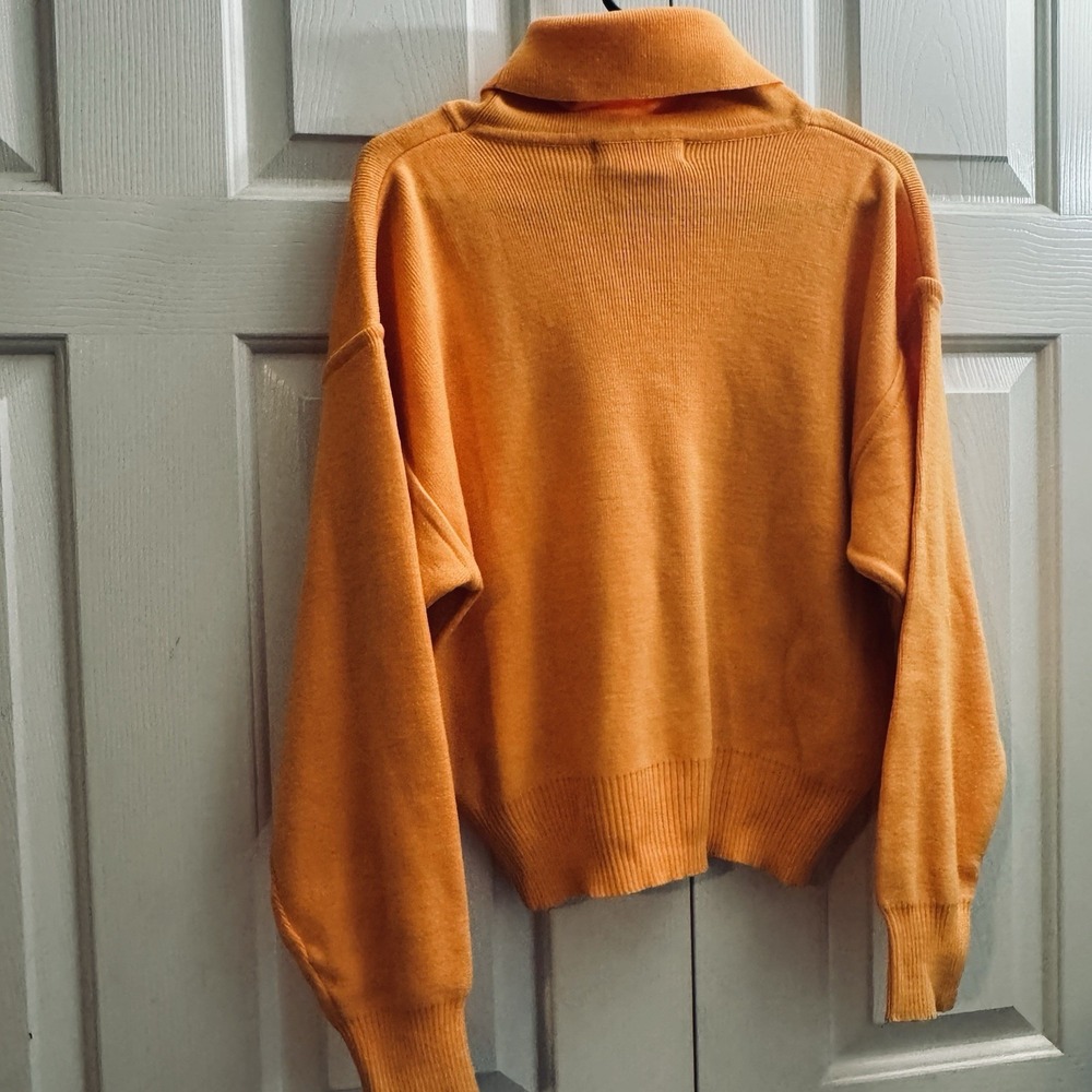 Vtg 80s 90s Obermeyer Womens Small Wool Knit Ski-T‎ Turtleneck Sweater Orange - Picture 10 of 10